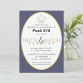 Elegant Blue & Gold Banquet Invitation Kaart (Staand voorkant)