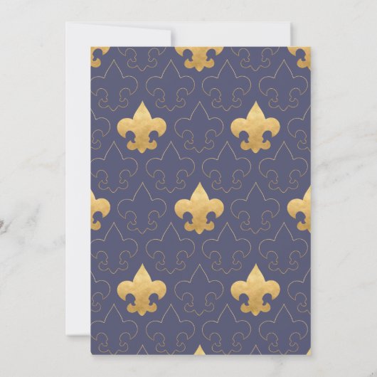 Elegant Blue & Gold Banquet Invitation Kaart (Achterkant)