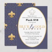 Elegant Blue & Gold Banquet Invitation Kaart (Voorkant / Achterkant)