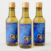 Elegant Blue Gold Bedankt 2025 Afstuderen Favoriet Wijn Etiket (Flessen)