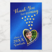 Elegant Blue Gold Bedankt 2025 Afstuderen Favoriet Wijn Etiket (Enkel label)