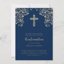 Elegant Blue Gold Bible Verse-bevestiging Kaart