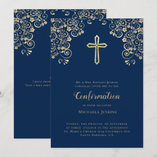 Elegant Blue Gold Bible Verse-bevestiging Kaart