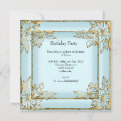 Elegant  Blue Gold Birthday Kaart (Achterkant)