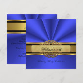 Elegant blue Gold Birthday Party Mannen Mans Kaart (Voorkant / Achterkant)