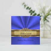 Elegant blue Gold Birthday Party Mannen Mans Kaart (Staand voorkant)