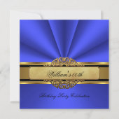 Elegant blue Gold Birthday Party Mannen Mans Kaart (Voorkant)