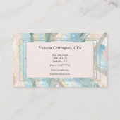 Elegant Blue Gold Blauwgroen Agate Script Visitekaartje (Achterkant)