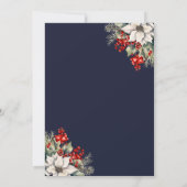 Elegant Blue Gold Botanical Christmas Party Kaart (Achterkant)