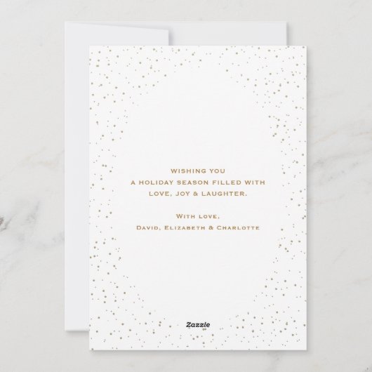 Elegant Blue Gold Botanical Geo Foto met kerstmis Feestdagenkaart (Achterkant)