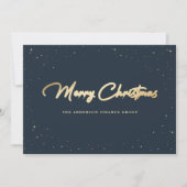 Elegant Blue Gold Business Christmas Card Feestdagenkaart (Voorkant)