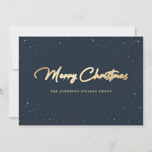 Elegant Blue Gold Business Christmas Card Feestdagenkaart (Voorkant)