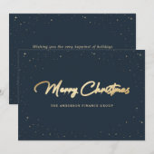 Elegant Blue Gold Business Christmas Card Feestdagenkaart (Voorkant / Achterkant)