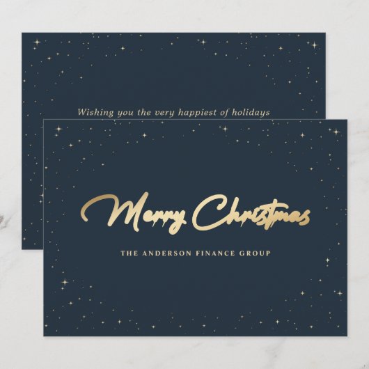 Elegant Blue Gold Business Christmas Card Feestdagenkaart (Voorkant / Achterkant)