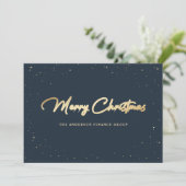 Elegant Blue Gold Business Christmas Card Feestdagenkaart (Staand voorkant)