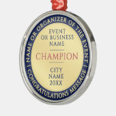 Elegant Blue Gold Champion Medal Business Achieve Metalen Ornament (Links)