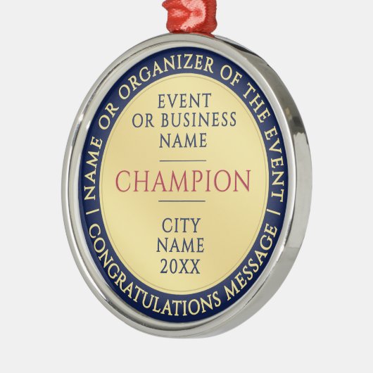 Elegant Blue Gold Champion Medal Business Achieve Metalen Ornament (Links)