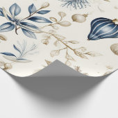 Elegant Blue & Gold Christmas Paper Cadeaupapier (Hoek)