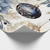 Elegant Blue & Gold Christmas Paper Cadeaupapier (Hoek)