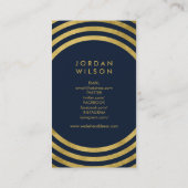 Elegant Blue Gold Circles Geometrische sociale med Visitekaartje (Achterkant)