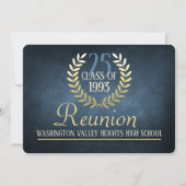 Elegant Blue|Gold Class Reunion Invitation Kaart (Voorkant)