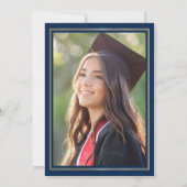 Elegant Blue Gold College Afstudeerfeest Kaart (Achterkant)