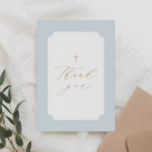 Elegant Blue Gold Cross Boy Baptisme