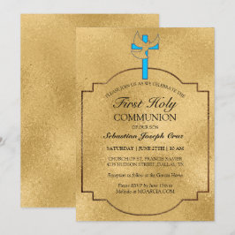 Elegant Blue Gold Cross First Community Kaart