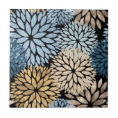 Elegant Blue Gold Dahlia Floral Tegeltje (Voorkant)