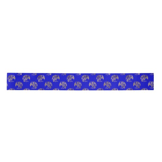 Elegant Blue Gold Dragon Satin Ribbon Satijnen Lint (Voorkant)