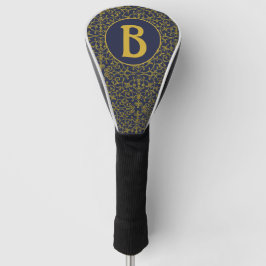 Elegant Blue & Gold Filigree Monogram Golfheadcover