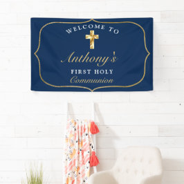 Elegant Blue Gold First Heilige Communauteit Welko Spandoek