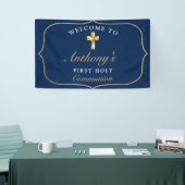 Elegant Blue Gold First Heilige Communauteit Welko Spandoek (Beurs)