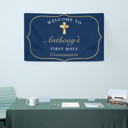 Elegant Blue Gold First Heilige Communauteit Welko Spandoek (Beurs)
