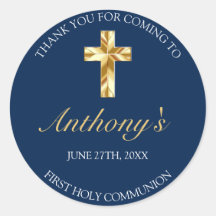 Elegant Blue Gold First Heilige Communie Hartelijk