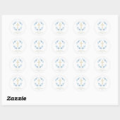 Elegant Blue Gold First Heilige Communie Ronde Sticker (Vel)