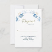 Elegant Blue Gold First Heilige Communie RSVP Kaartje (Achterkant)