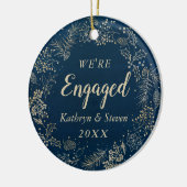 Elegant Blue Gold First Kerstmis Foto Keramisch Ornament (Links)