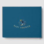 Elegant Blue Gold Flowers Baby shower Gastenboek (Achterkant)
