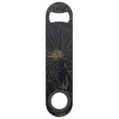 Elegant Blue Gold Flowers Line Art Speed Flessenopener (Achterkant)