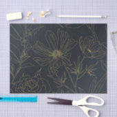 Elegant Blue Gold Flowers Line Art Tissuepapier (Craft)