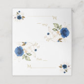 Elegant Blue Gold Flowers Wedingstabel Number Plaatskaartje (Buitenkant ongevouwen)