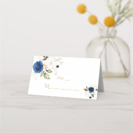 Elegant Blue Gold Flowers Wedingstabel Number Plaatskaartje