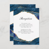 Elegant Blue Gold Foil Agate Weddenschappen Recept Informatiekaartje (Voorkant / Achterkant)