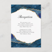 Elegant Blue Gold Foil Agate Weddenschappen Recept Informatiekaartje (Voorkant)