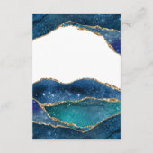 Elegant Blue Gold Foil Agate Weddenschappen Recept Informatiekaartje (Achterkant)