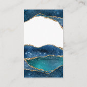 Elegant Blue Gold Foil Agate Wedding Website Informatiekaartje (Achterkant)
