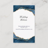 Elegant Blue Gold Foil Agate Wedding Website Informatiekaartje (Voorkant)