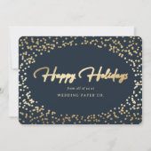 Elegant Blue Gold Foil Hand Lettered Business Feestdagenkaart (Voorkant)