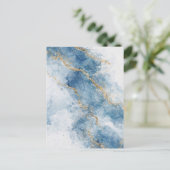 Elegant Blue Gold Glitter Abstract Flow            Briefkaart (Staand voorkant)